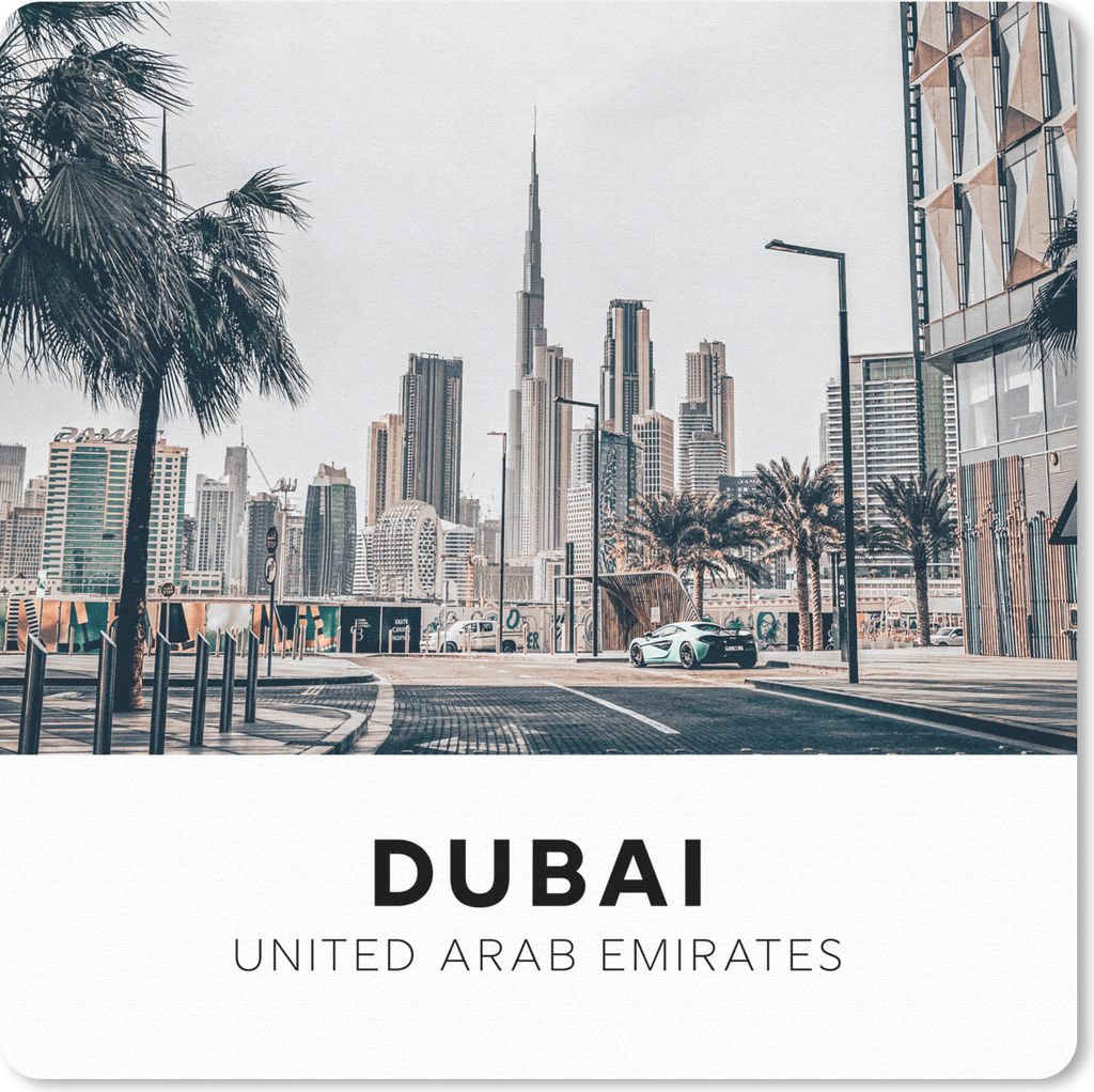 MuchoWow Mauspad Mousepad Dubai - Straße - Skyline 30x30 cm - Mousepads - Maus Mat - Pad - Mausunterlage - Gaming