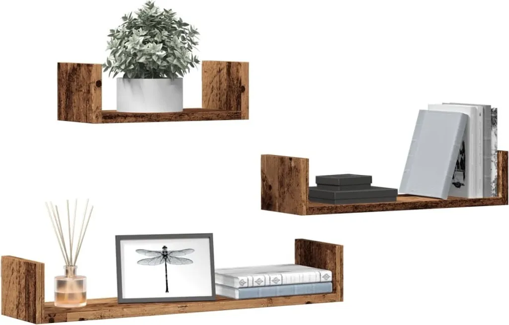 Mensole Vintage Legno Recuperato Set 3pz - Arredamento Parete DE2446691