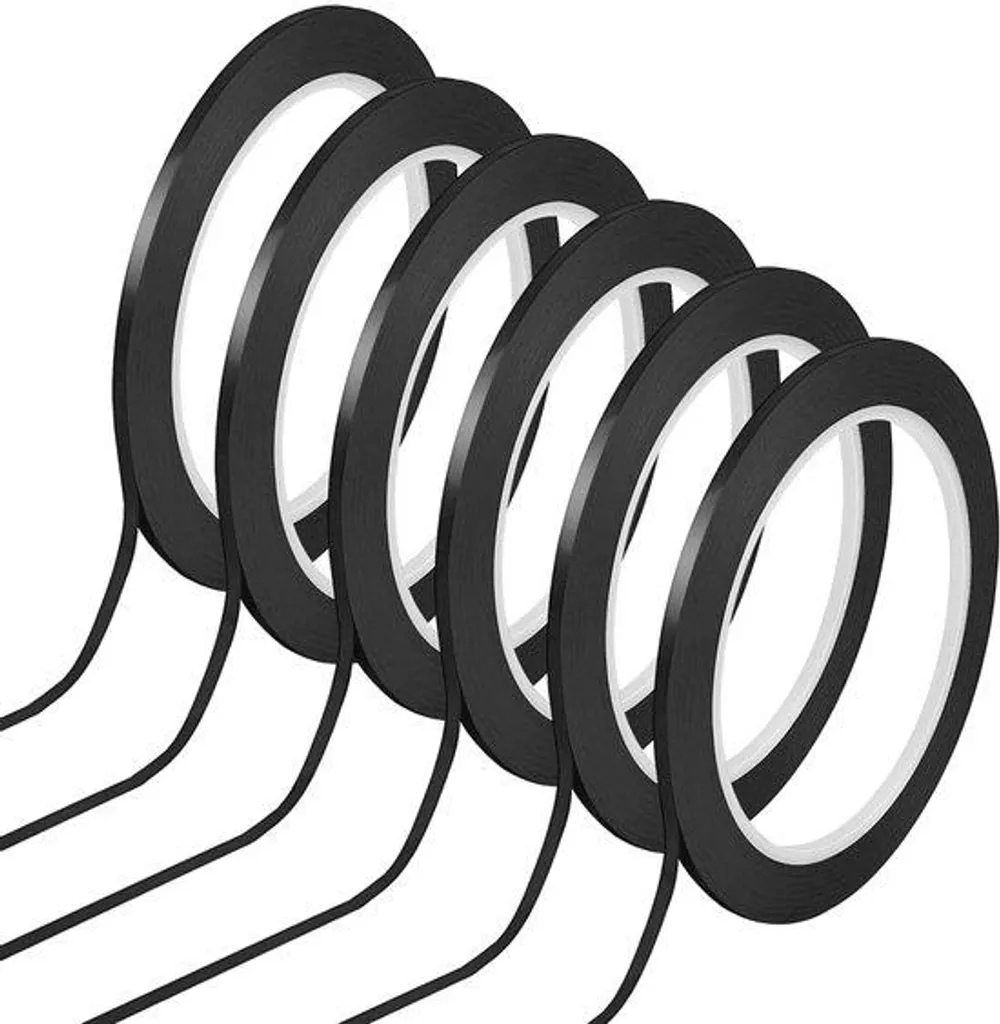 Set de 6 rouleaux adhésifs blancs fins 3 mm pour art et tracé de lignes