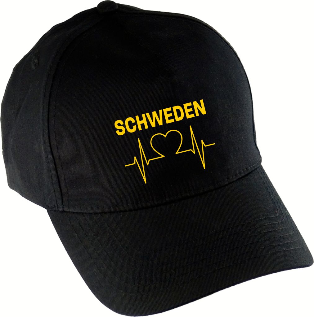 multifanshop Baseballcap - Schweden - Herzschlag, schwarz, Größe one size