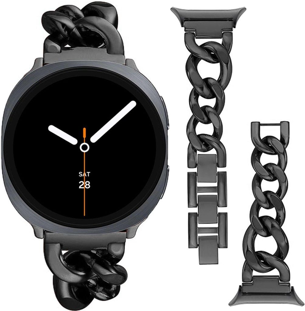 Stravo Metallgliederarmband – für Samsung Galaxy Watch 8 40/44 mm & 8 Classic 46 mm – Denim-Stil, verstellbar und robust – Schwarz