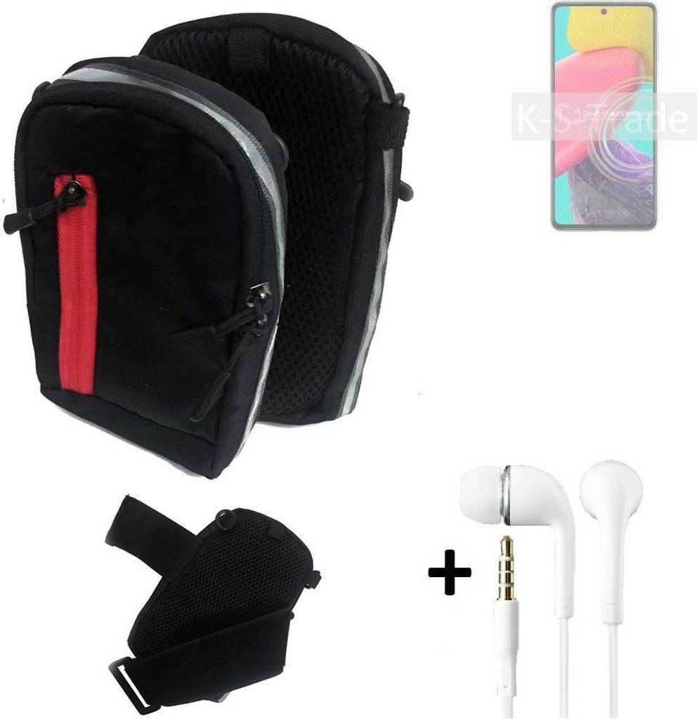 K-S-Trade Outdoor Gürteltasche Holster Umhängetasche + Kopfhörer kompatibel mit Samsung Galaxy Quantum 3 schwarz Handy Tasche Case travelbag