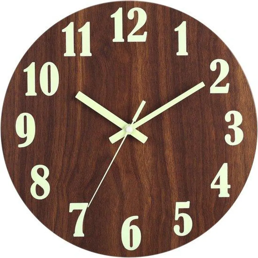 Petite horloge vintage 25 cm silencieuse sans tic-tac et cadre effet bois