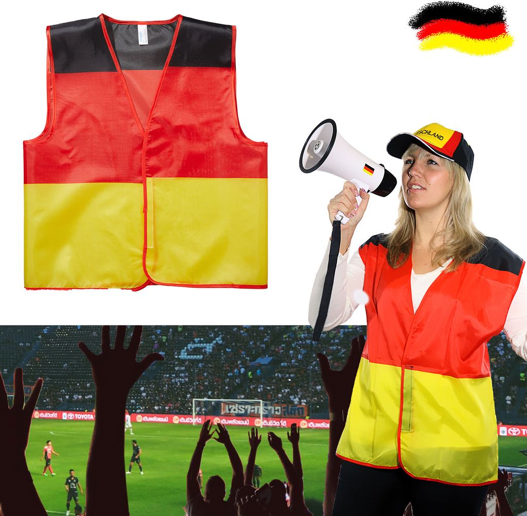 Warnweste Deutschland Schwarz/Rot/Gold Fanartikel Fussball Produktbild 