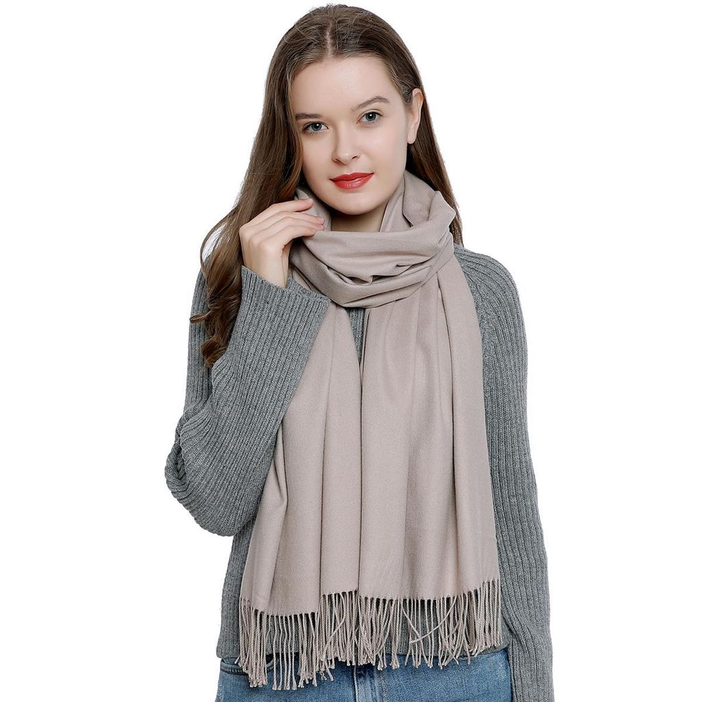 Damen Schal einfarbig weich 185 x 65 cm beige