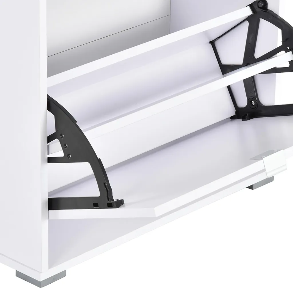 Armoire à chaussures compacte en bois blanc 3 grands compartiments - 11