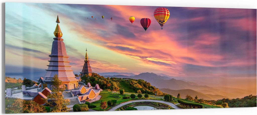 DEQORI Glasbild Acryl 125x50 cm 'Das Dach Thailands' Wandbild Bild modern Deko