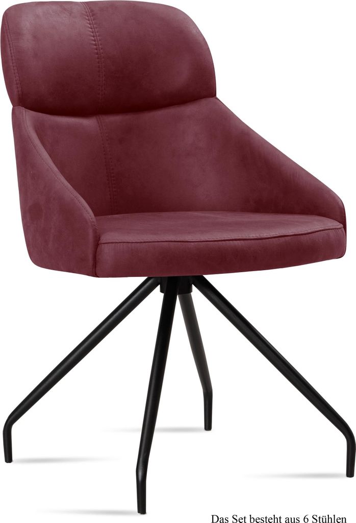 Esszimmerstuhl (6er-Set) Dionne 52x82x63 Schwarz/Marsala