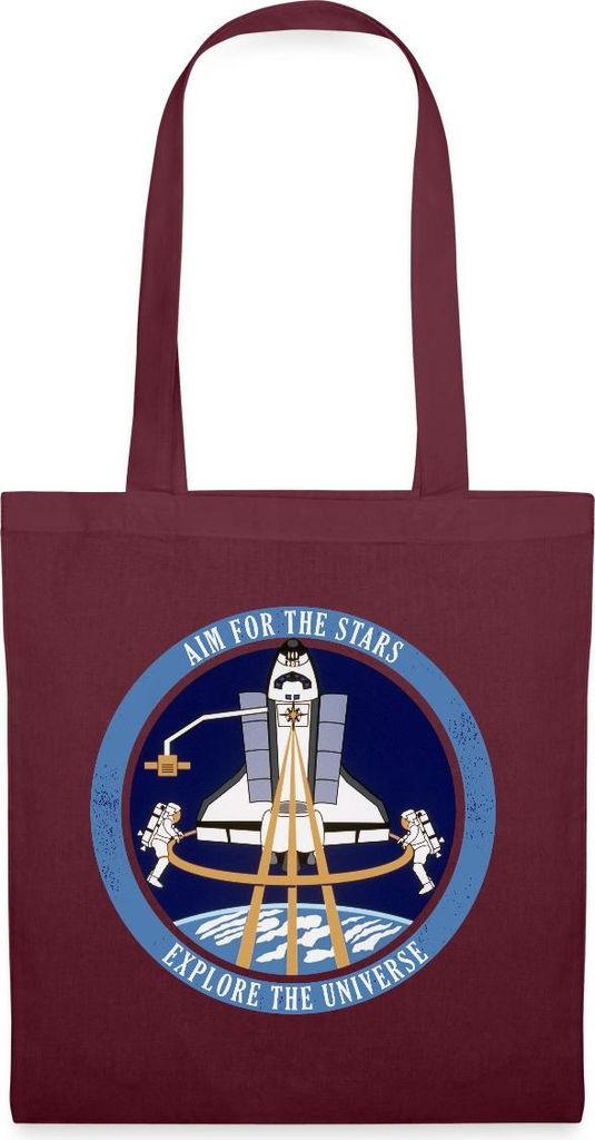 Spreadshirt NASA Aim For The Stars Spruch Stoffbeutel, One size, Burgunderrot