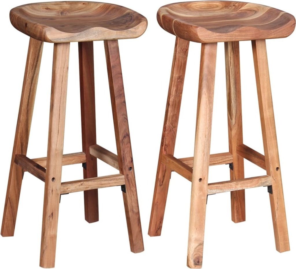 Barhocker 2 Stk. Massivholz Akazie