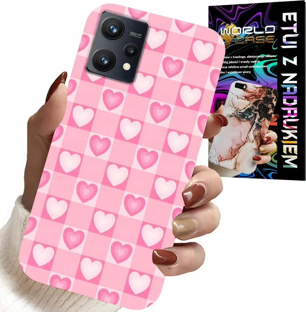 Kit Cover Realme 9 Pro Silicone Cuori Rosa e Vetro Temperato Antigraffio