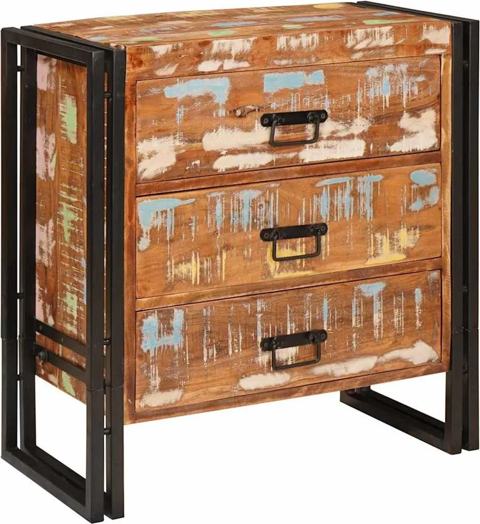 Buffet vidaXL en vieux bois massif avec tiroirs brun 66 x 33 x 70 cm