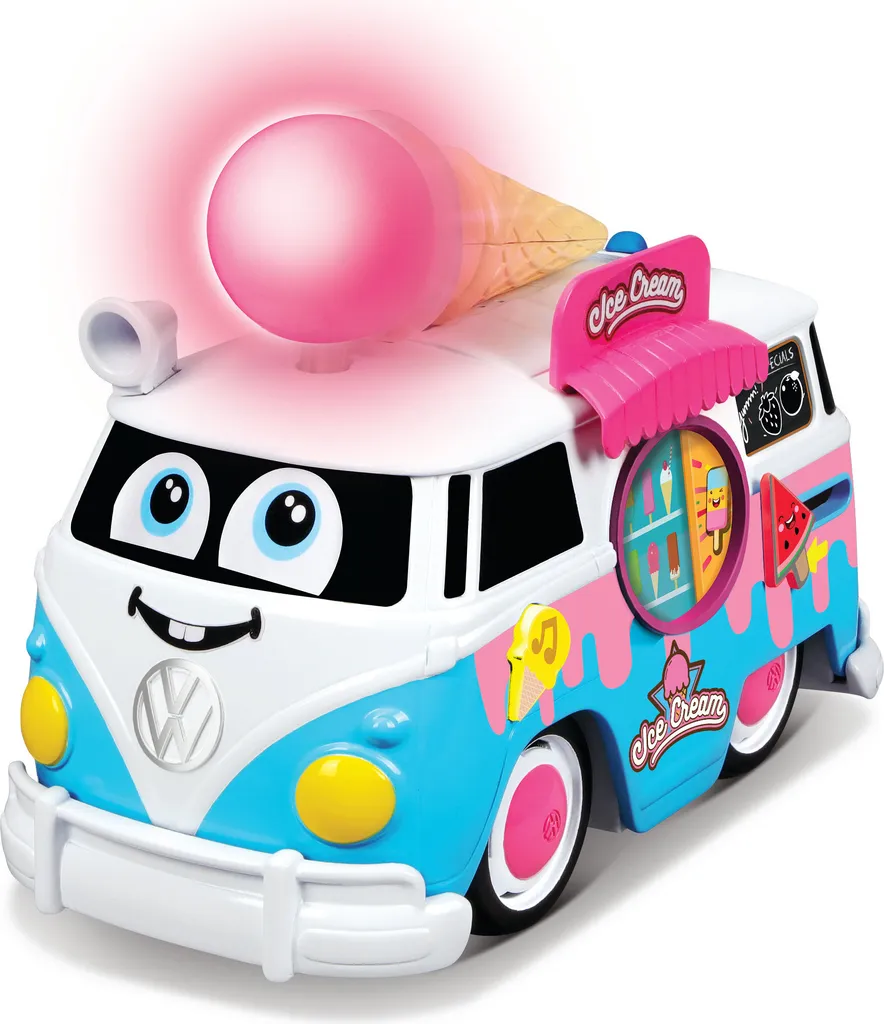 Volkswagen Magic Ice Cream Bus Bleu 20cm : Sons, Voix et Design Rétro