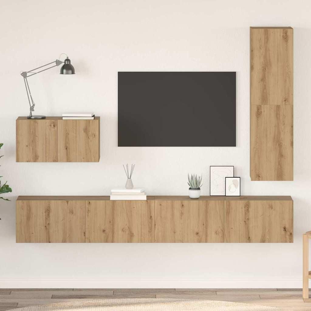 Maison Exclusive - TV-Schrankset mit Schubladen 4 pcs Artisan-Eiche Holzwerkstoff
