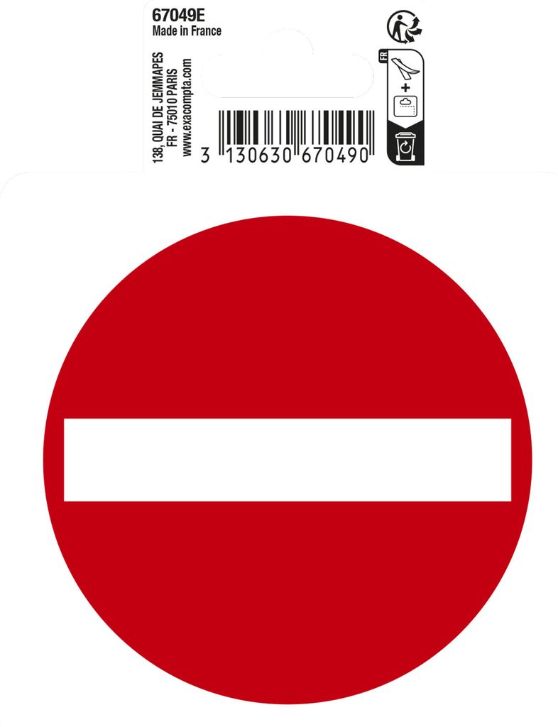 Exacompta Hinweisschild selbstklebend, PVC, Einbahnstraße 10 cm - Rot - 67049E