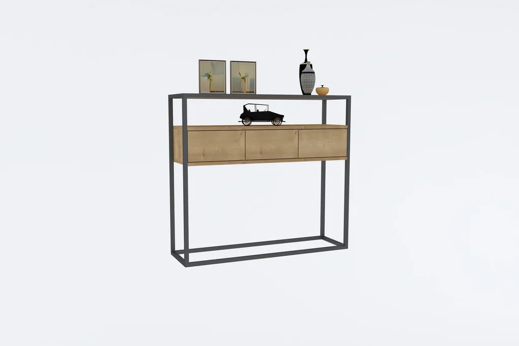 Console en mélaminé espagnol Guarda Sapphire, table d'appoint de 90cm - 3