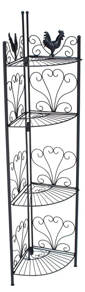 CLP Étagère sur pied Marie noire en fer forgé style shabby chic
