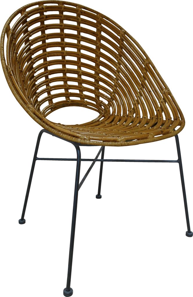 SIT Möbel Stuhl | runde Sitzschale Rattan natur | Gestell Metall schwarz | B 70 x T 63 x H 88 cm | 05348-01 | Serie RATTAN