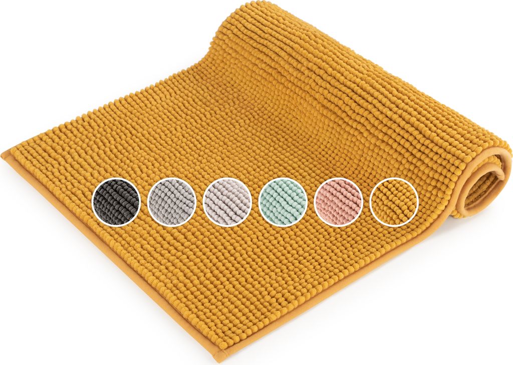 Blumtal Chenille Badezimmerteppich, Badematte rutschfest – Weicher Badvorleger, Badteppich, 50x80 cm