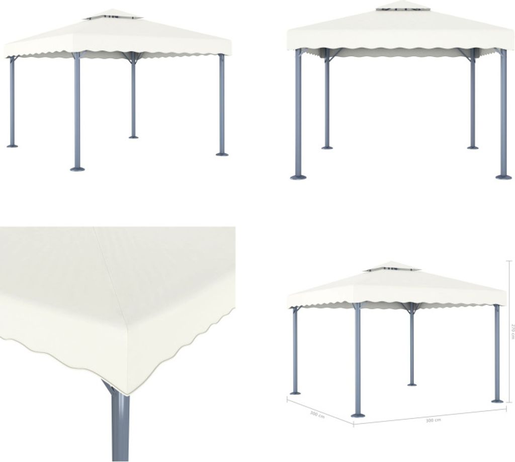 vidaXL Pavillon 300 x 300 cm Creme Aluminium - Pavillon - Pavillons - Vordach - Vordächer