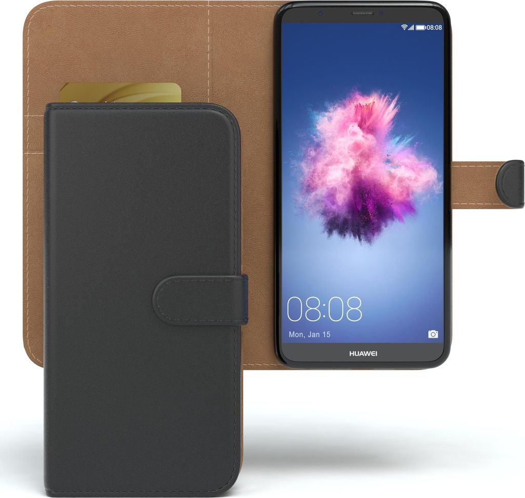 EAZY CASE Business Hülle für Huawei P Smart klappbar, Premium Kunstleder Handyhülle mit Kartenfach