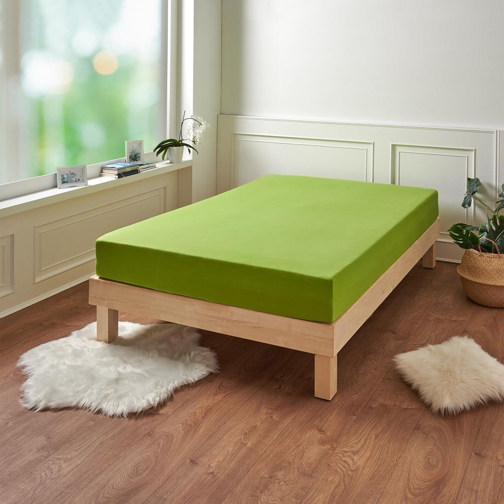 Traumschlaf Premium Interlock Jersey Spannbettlaken 120x200 cm - 130x200 cm apfelgrün