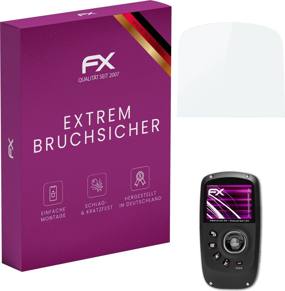 atFoliX FX-Hybrid-Glass Displayfolie kompatibel mit Kodak PLAYSPORT Zx5 Glasfolie