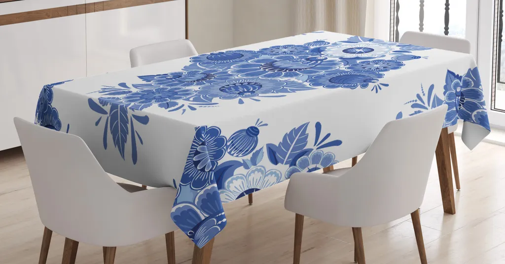 Tovaglia Vintage Mosaico Blu e Bianco ABAKUHAUS - Arredo Premium