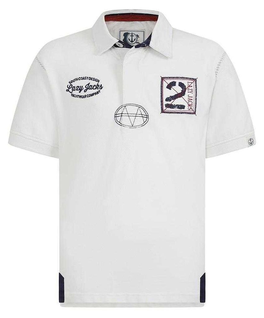 Lazy Jacks - Poloshirt für Jungen, Rugby, kurzärmlig LJ512 (116) (Weiß)
