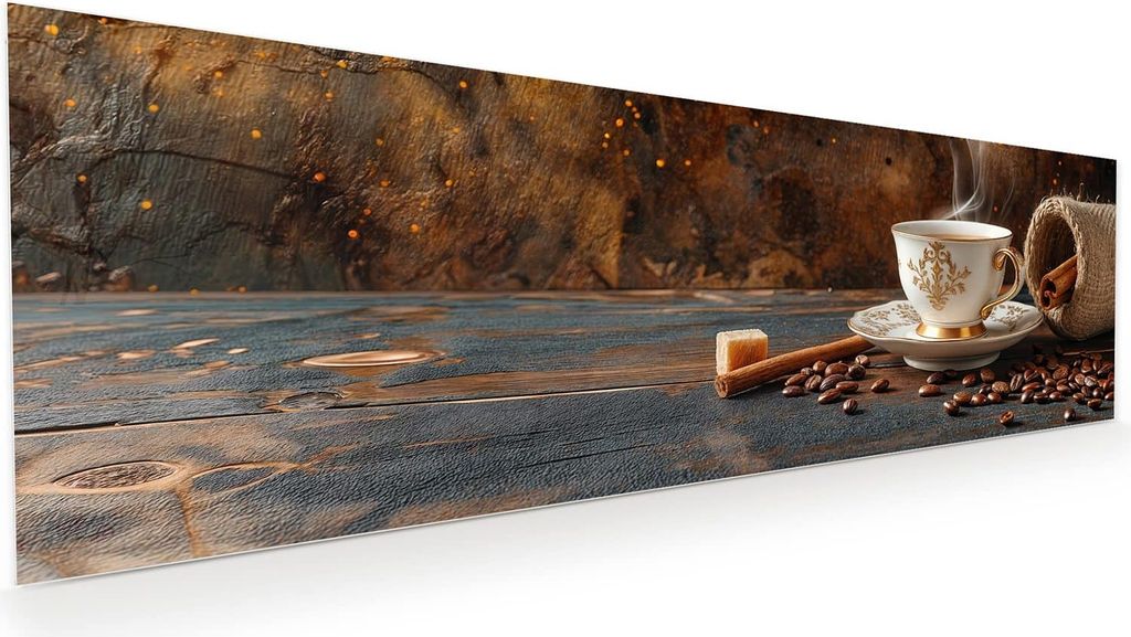 Glasbild 120x40cm in XXL für Wohnzimmer, Schlafzimmer Motiv Kaffee Und Zimt