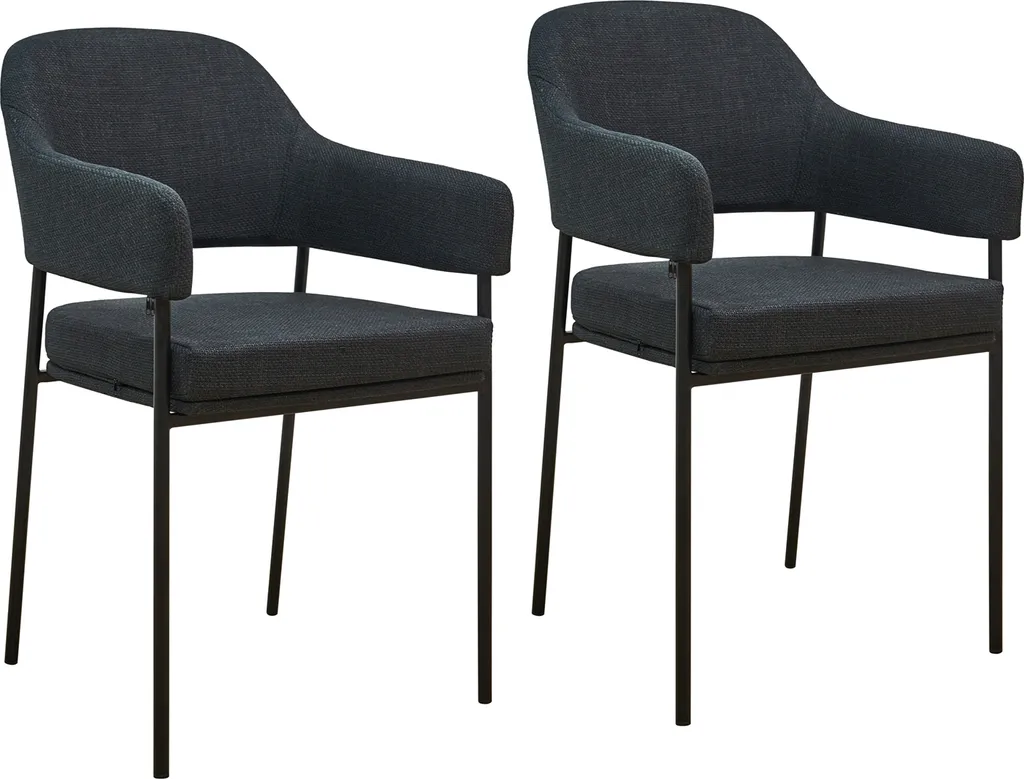 Chaise de salle à manger en tissu noir confortable SVITA SCARLETT Lot de 2