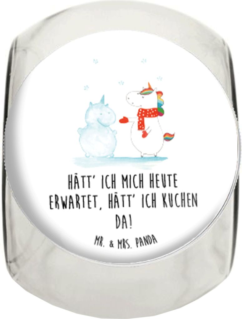 Mr. & Mrs. Panda gewürzglas Einhorn Schneemann L 870ml - Weiß - Geschenk, Weihnachten, Aufbewahrungsdose, Kaffeedose, glasbehälter, Schnee, Wint...