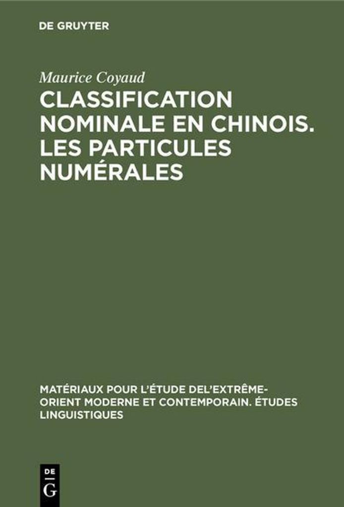 Classification nominale en chinois. Les particules numérales
