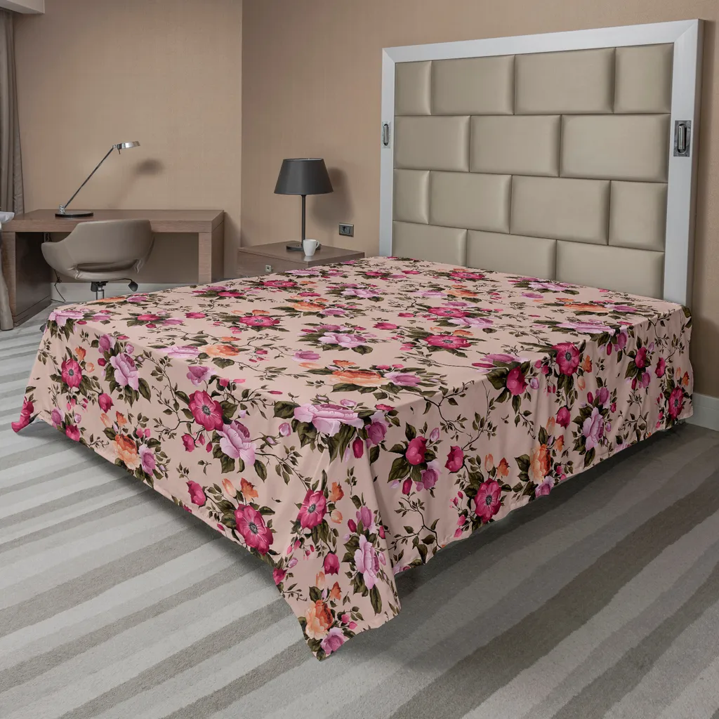 Drap Plat Anti-Plis à Fleurs 266x260 cm pour un Lit Toujours Impeccable