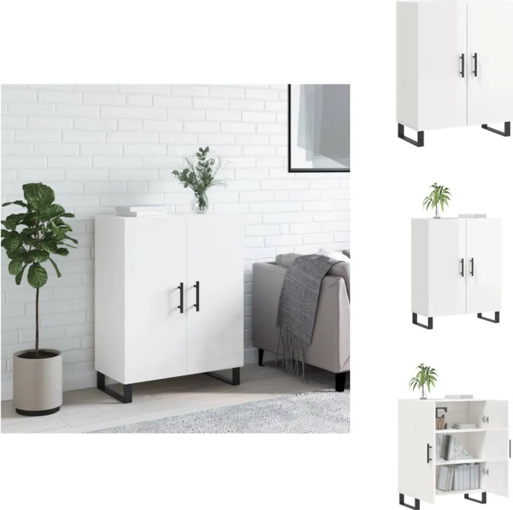 Mobile Credenza vidaXL Bianco Lucido 69,5x34x90 cm | Montaggio Facile