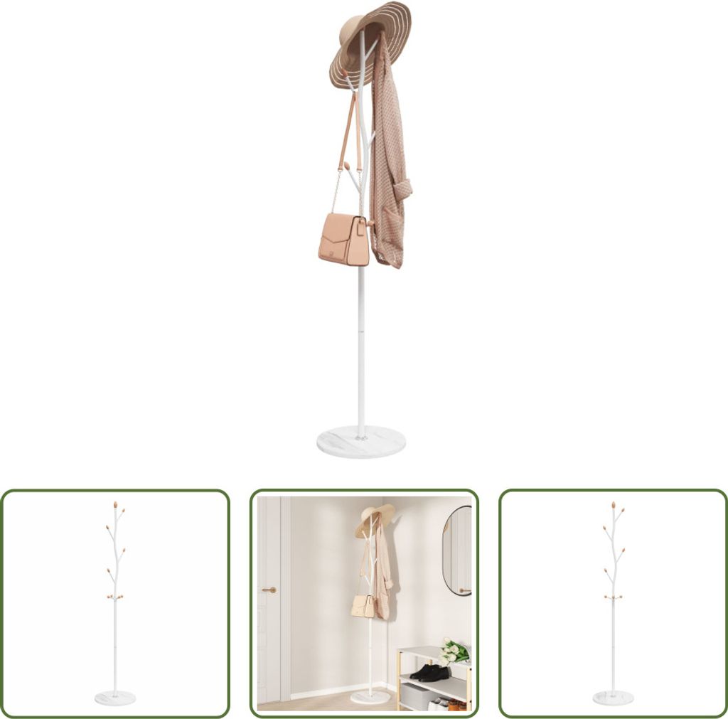 The Living Store Garderobenständer Weiß 177 cm Pulverbeschichtetes Eisen