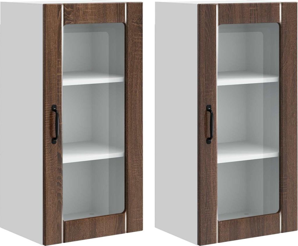 Küchenschrank mit Tür 2 pcs Braun Eichen-Optik 40 x 31 x 80 cm