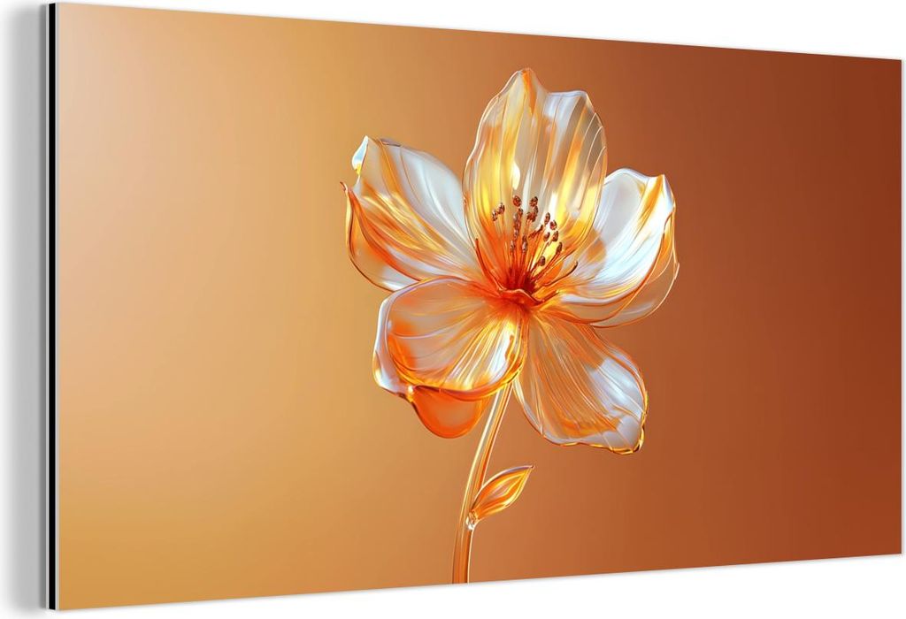 MuchoWow Wanddekoration Metall Metallbild Wandkunst 120x60 cm Gläser - Blume - Orange MuchoWow Aluminium Gemälde - Metalbilder