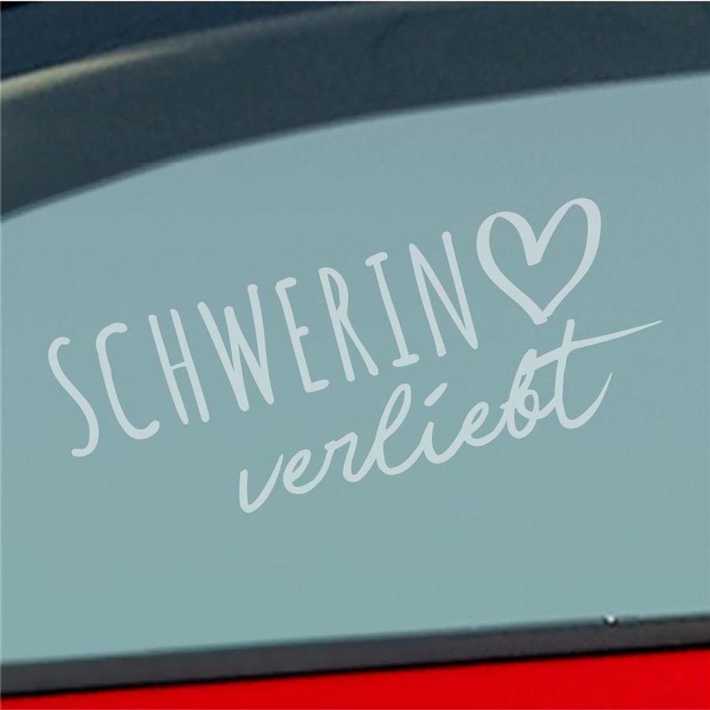 Auto Aufkleber Schwerin verliebt Herz Stadt Heimat Liebe Produktbild 