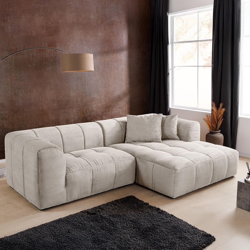 riess-ambiente Sofa ZERO GRAVITY 240cm beige Cord 3-Sitzer Produktbild 