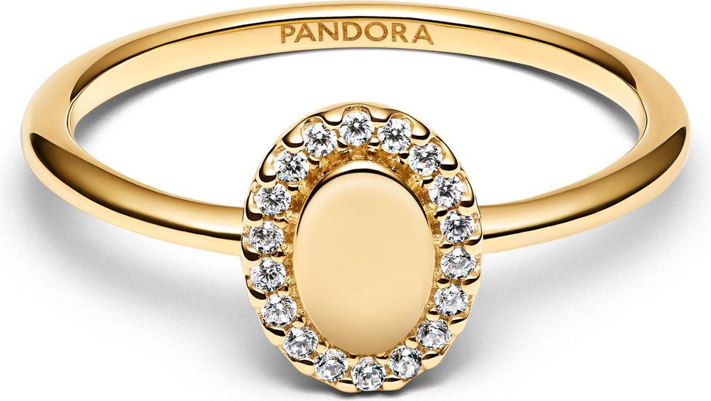 Pandora Gravierbarer Ovaler Strahlenkranz Ring 163800C01 Damenring, Ringgröße:54
