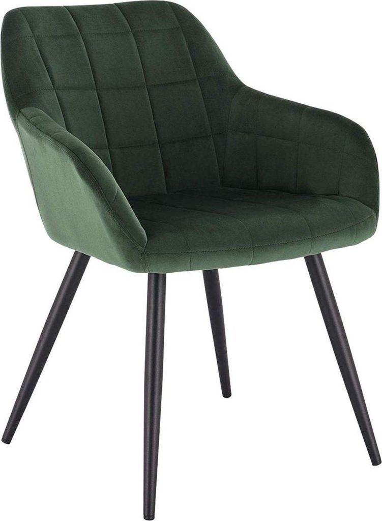 Esszimmerstuhl Samt Grün – Schwarze Metallbeine – Luxus – Zithöhe 47cm – Modern – 1 Stück