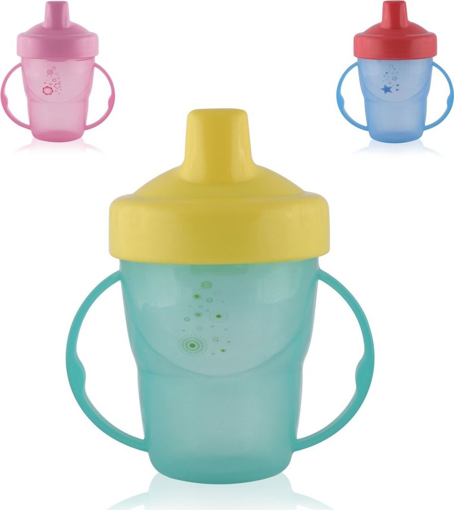 Baby Care Henkelbecher 210 ml, Schnabeltasse, hartes Mundstück, Haltegriffe grün