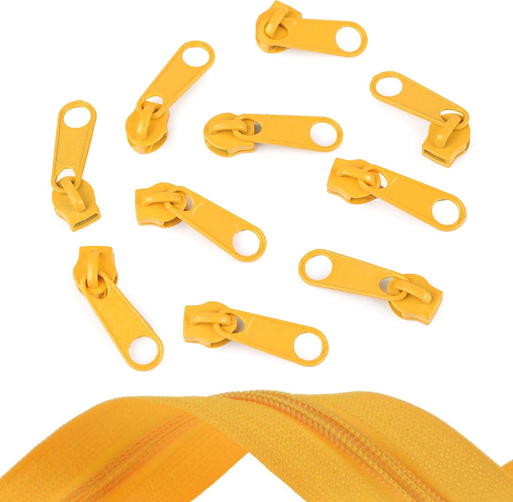 10 Reißverschluss Zipper für Endlosreißverschluss, 5mm, Farbauswahl, Farbe:sonnengelb