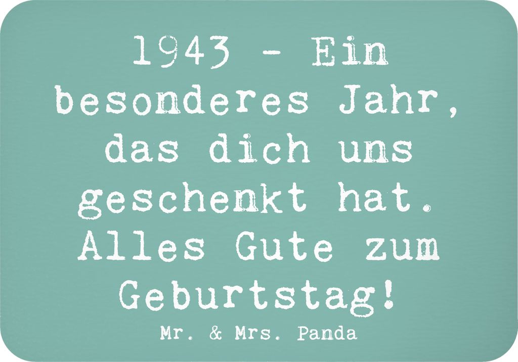 Mr. & Mrs. Panda Kühlschrankmagnet Spruch 1943 Geburtstag - Meeresbrise - Geschenk, Jahrgang, rechteckmagnet, Glückwunsch, Happy Birthday, zettel...