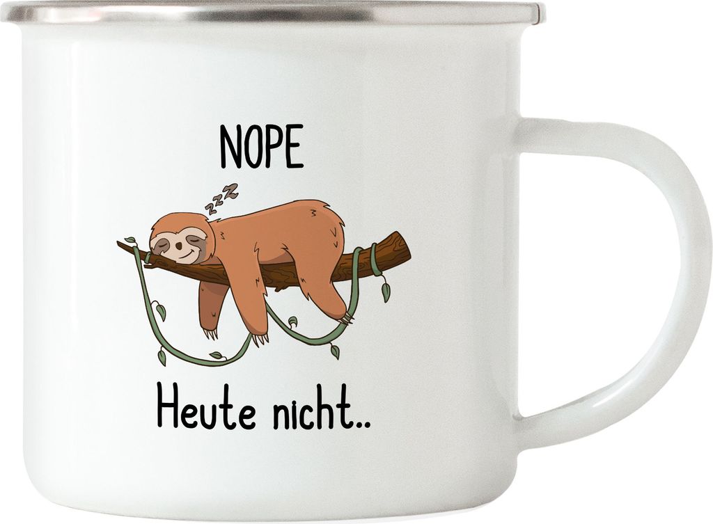 Heute Nicht Emaille Tasse Faultier Lustig Spruch Ironie Unhöflich Faul Büro-Kollegen Geschenk