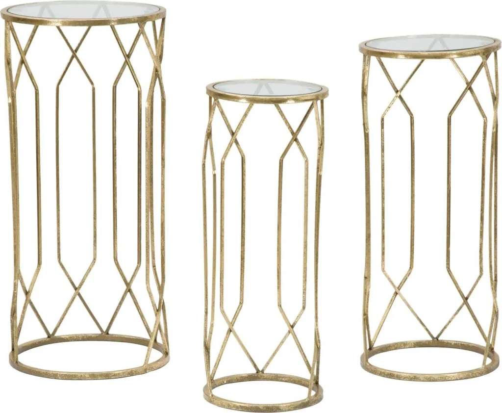 Table d'Appoint Tris Gold en Métal Doré - Set Chic de 3 Tables de 32 cm
