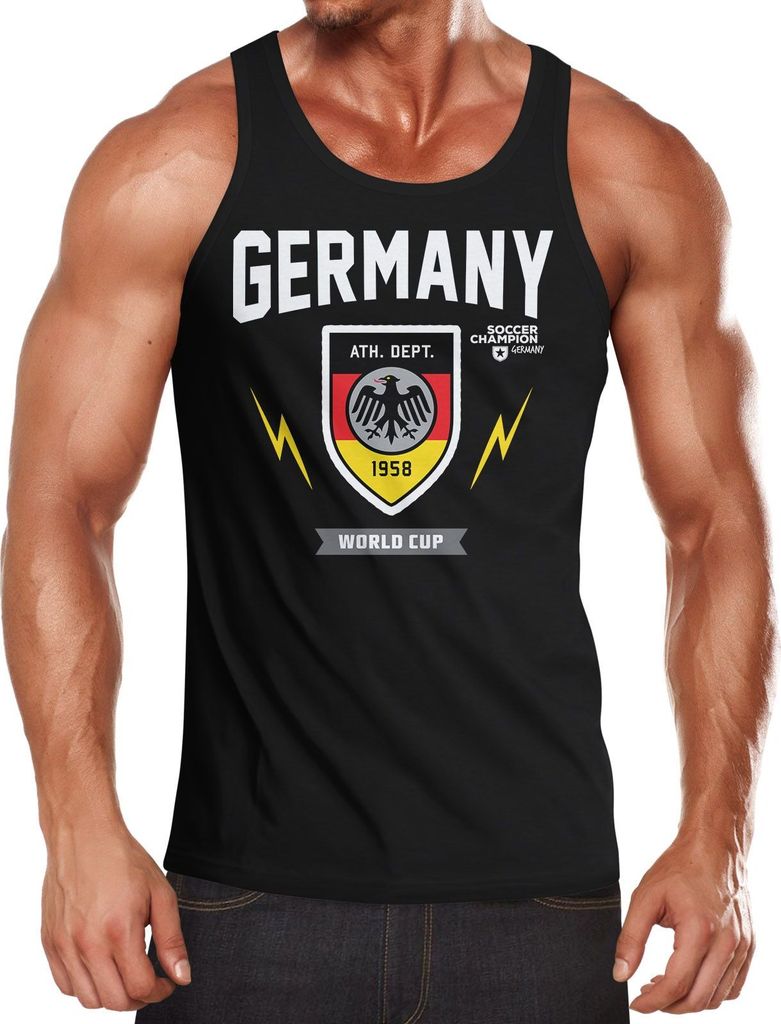Herren WM-Shirt 2018 Deutschland Flagge Wappen Germany Retro-Look schwarz L