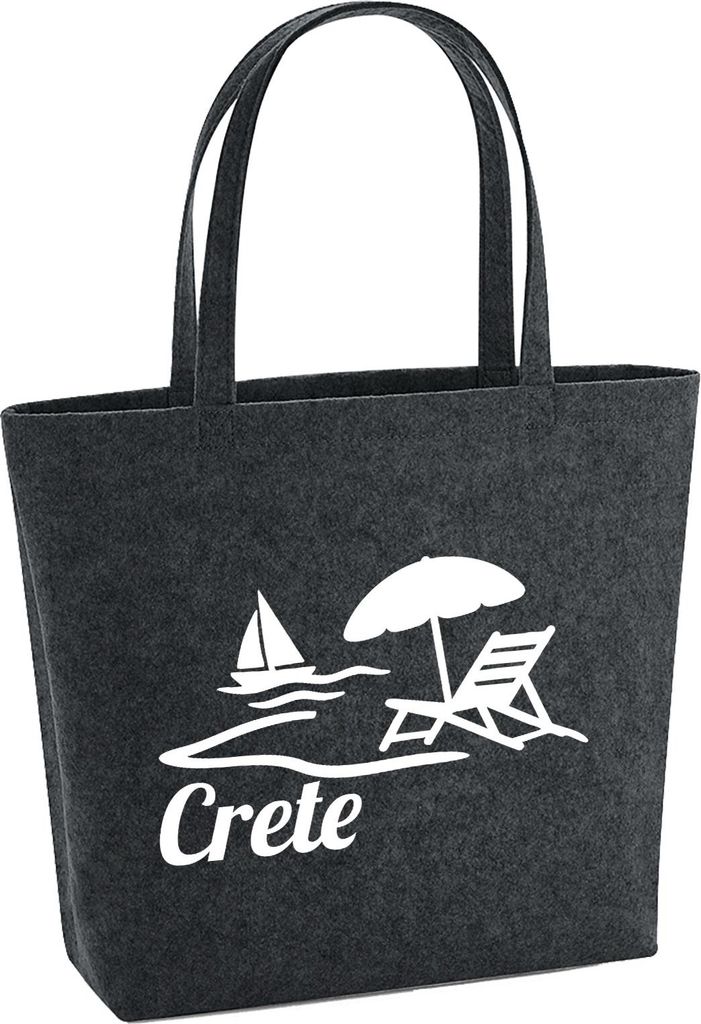 Huuraa Filzshopper Crete Griechenland 22 Liter Charcoal Melange Filztasche Geschenkidee