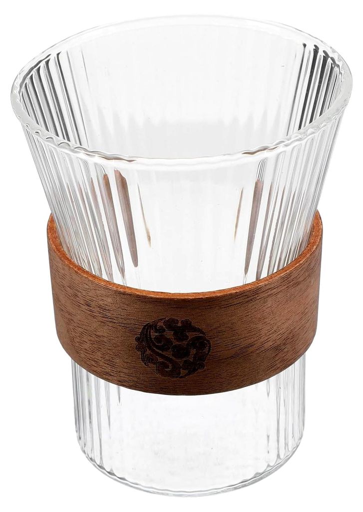 Glas Mundspülbecher und Zahnbürstenhalter mit Holzgriff für das Badezimmer